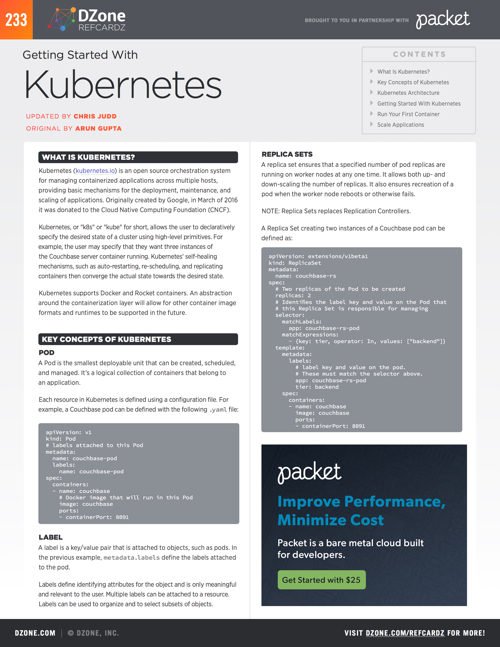 Getting Started With Kubernetes DZone Refcardz
